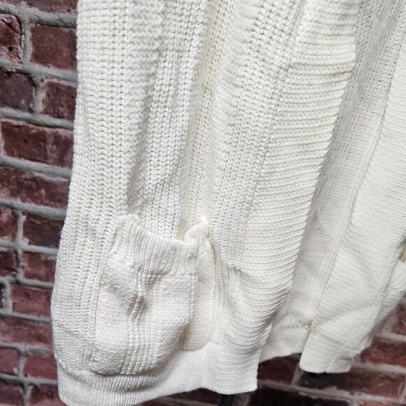 Women's COLLEGE POINT Acrylic Open Cardigan Sweater Large VINTAGE - Picture 2 of 6